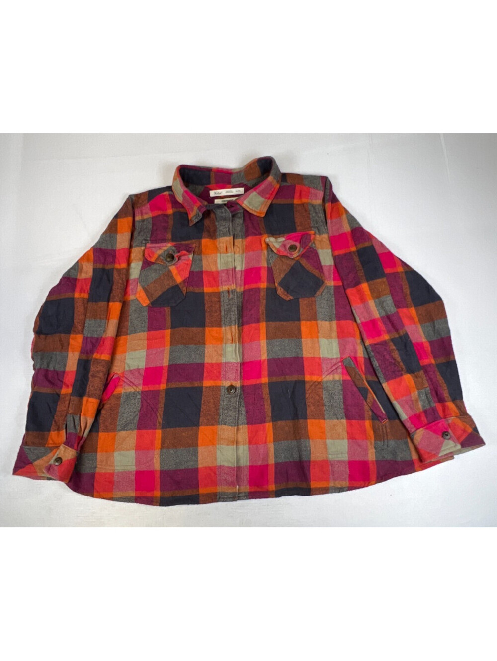 Woolrich Women XXL Oxbow Bend Multi-Color Plaid 100% Cotton Flannel Shirt